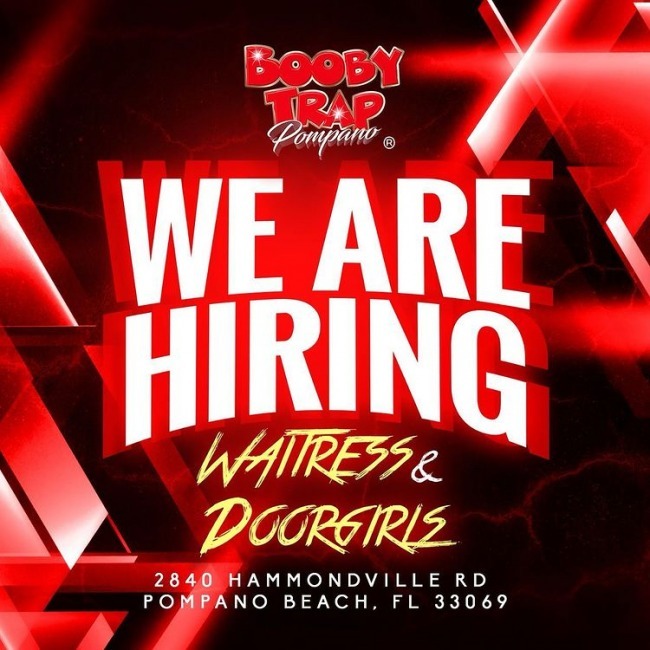 Hiring Waitress and Door Girls Booby Trap Pompano Beach